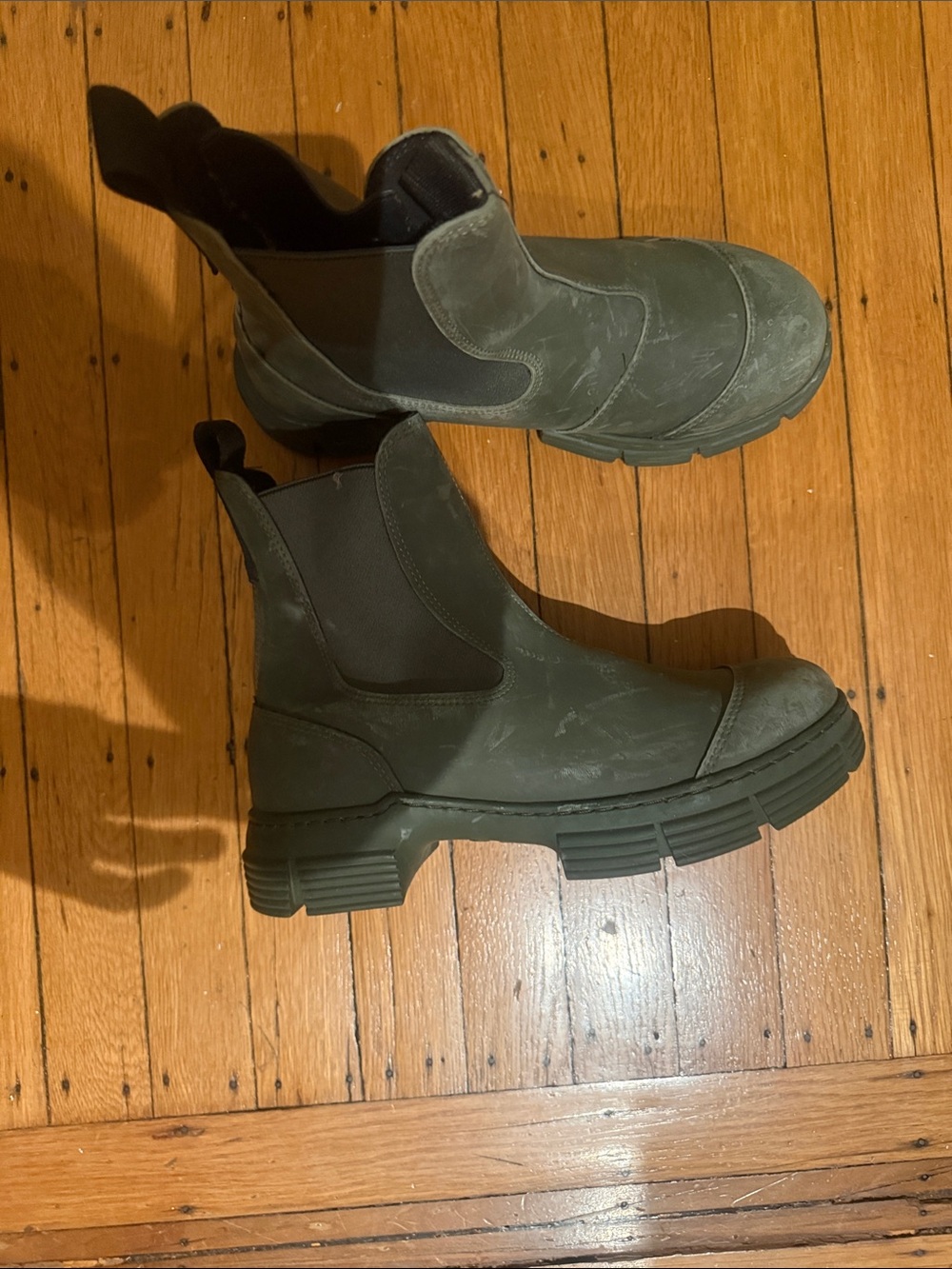 Ganni Rain Boots in Olive Green